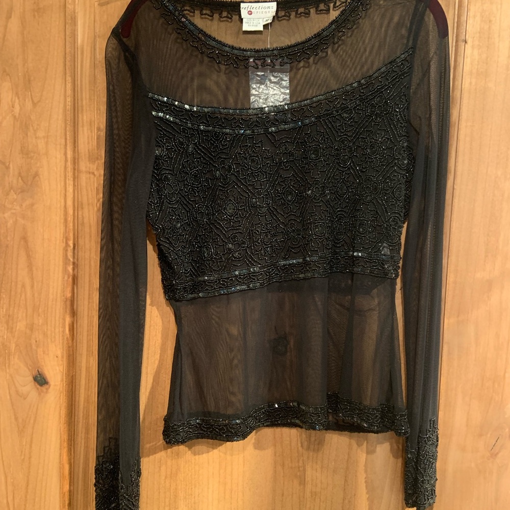 Spiegel sheer beaded evening blouse! New Year’s Eve stunner!!